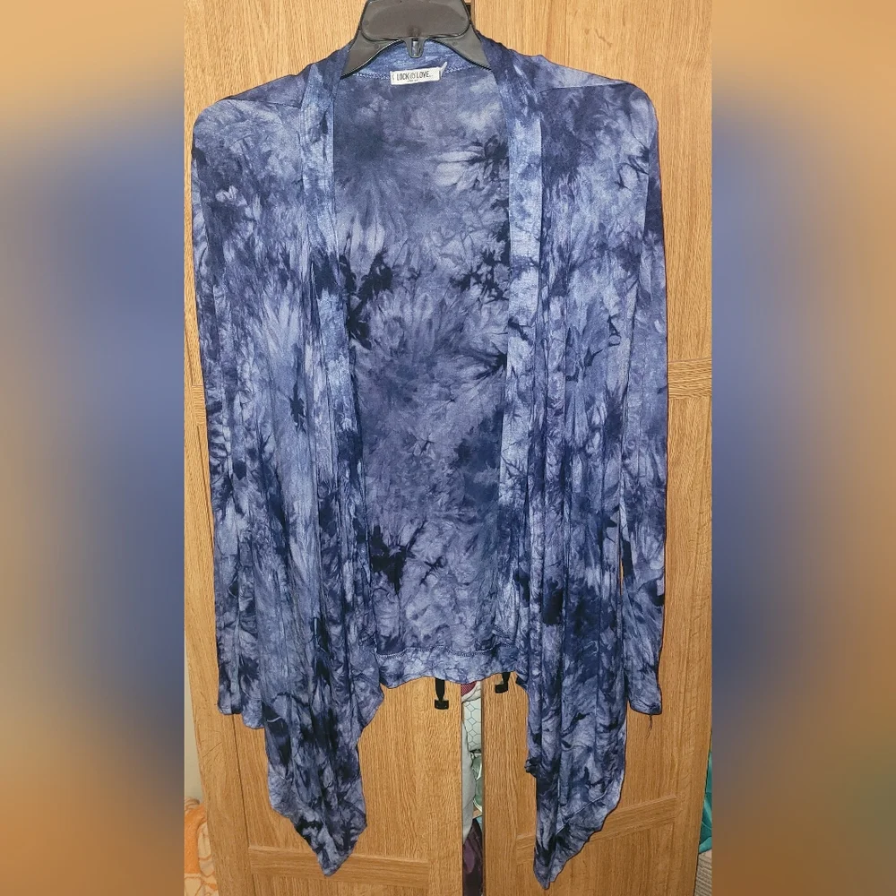 Lock & love navy blue tie dye cardigan women's size XXL - Picture 2 of 5